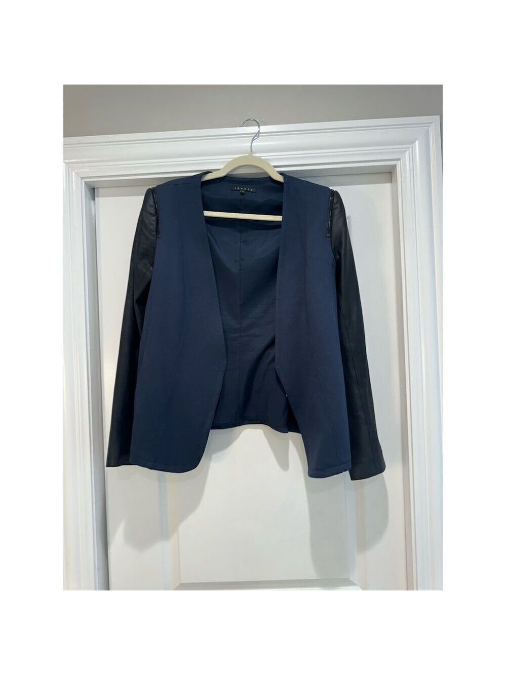 Theory Women's Blazer Size L Navy/Black Tailored Business Suit Jacket